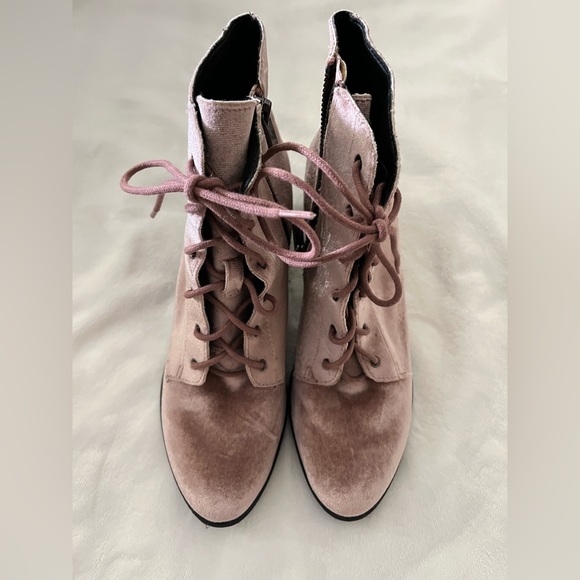 DOLCE VITA Pink Velvet Lace-Up Booties - Picture 7 of 7